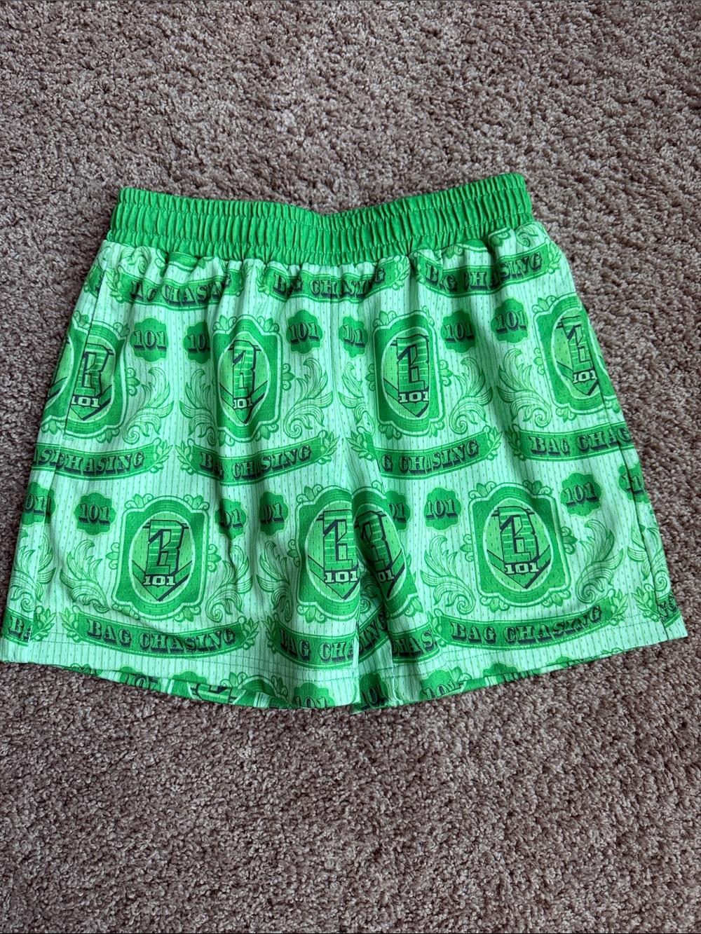 Bright Green Printed Kids Elastic-Waist Shorts Size M